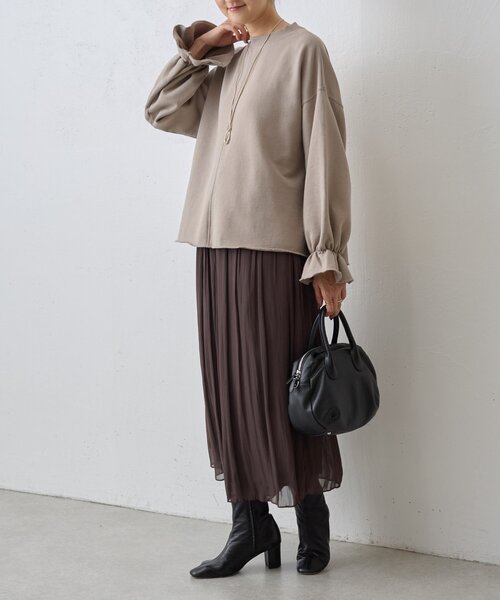 BEARDSLEY（ビアズリー）の「袖口フリルトレーナー（Tシャツ/カットソー・レディース・モカ/ブラック・FREE）」の6枚目の写真