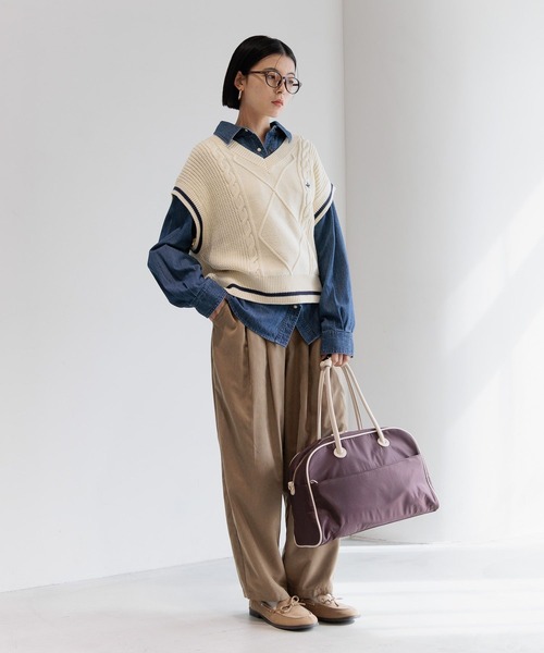 BEVERLY HILLS POLO CLUB（ビバリーヒルズポロクラブ）の「【BEVERLY HILLS POLO CLUB】別注ラインベスト（ベスト・レディース・オフホワイト/ネイビー/キャメル・FREE）」の12枚目の写真