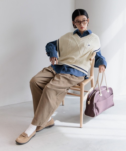 BEVERLY HILLS POLO CLUB（ビバリーヒルズポロクラブ）の「【BEVERLY HILLS POLO CLUB】別注ラインベスト（ベスト・レディース・オフホワイト/ネイビー/キャメル・FREE）」の17枚目の写真