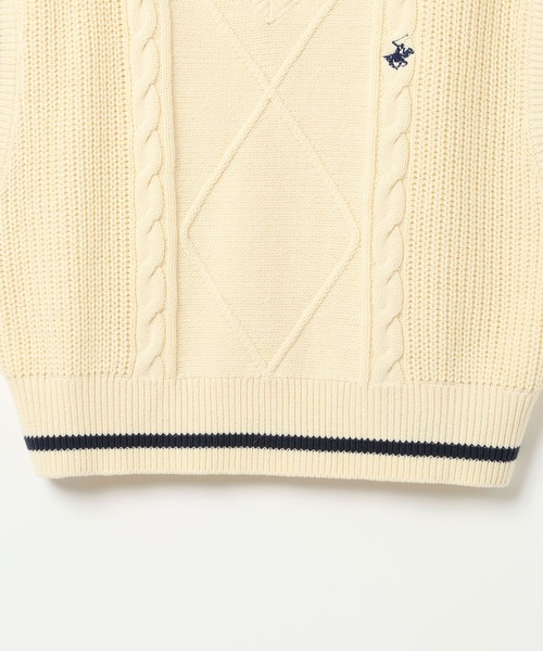 BEVERLY HILLS POLO CLUB（ビバリーヒルズポロクラブ）の「【BEVERLY HILLS POLO CLUB】別注ラインベスト（ベスト・レディース・オフホワイト/ネイビー/キャメル・FREE）」の6枚目の写真