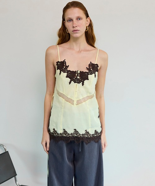 MAISON SPECIAL（メゾンスペシャル）の「【PRE-ORDER】Lingerie Camisole/ランジェリーキャミ（キャミソール・レディース・イエロー/ネイビー/チャコールグレー・FREE）」の4枚目の写真