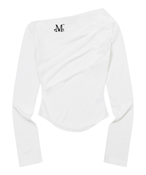 MUCENT（ムセント）の「リブールオフショルダーアンバランスグルミ長袖Tシャツ（4カラー）（Tシャツ/カットソー・レディース・チャコール/ブラック/アイボリー・FREE）」の7枚目の写真