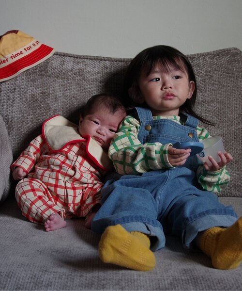 p.premier（ピードットプルミエ）の「イロチ買いしたい総柄ストレッチ長袖Tシャツ_ジュニア対応（Tシャツ/カットソー・キッズ・ブラック/アイボリー/サックスブルー/オフホワイト/グリーン/レッド/マスタード/その他11・80/90/100/110/120/130/140）」の12枚目の写真