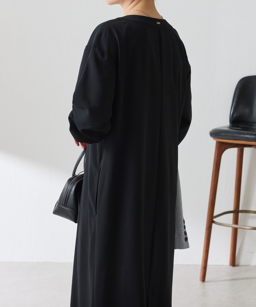 COLLAGE GALLARDAGALANTE（コラージュガリャルダガランテ）の「ジャージVネックワンピース/セットアップ可（ワンピース・レディース・ブラック/サックスブルー・FREE）」の4枚目の写真