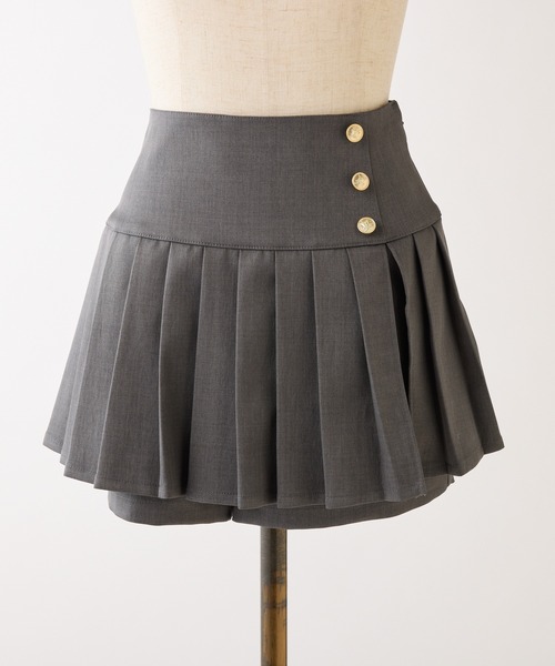 S/Mサイズ展開】金ボタンプリーツスカパン（スカート）｜one after