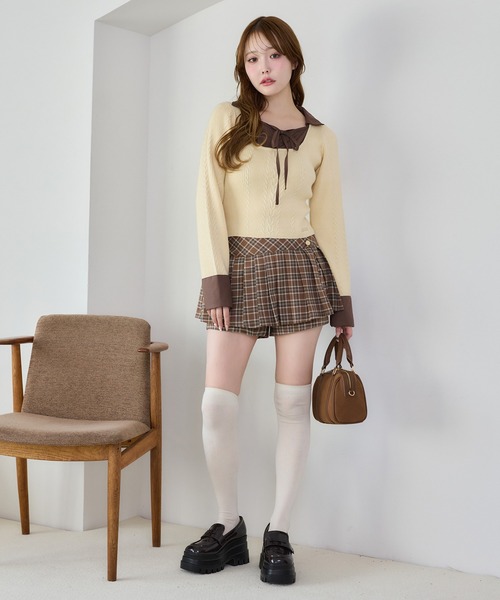 one after another NICE CLAUP(ワンアフターアナザーナイスクラップ)の「【S/Mサイズ展開】金ボタンプリーツスカパン(スカート・レディース・ベージュ系その他/グレー系その他/ベージュ/杢グレー・MEDIUM/SMALL)」の15枚目の写真