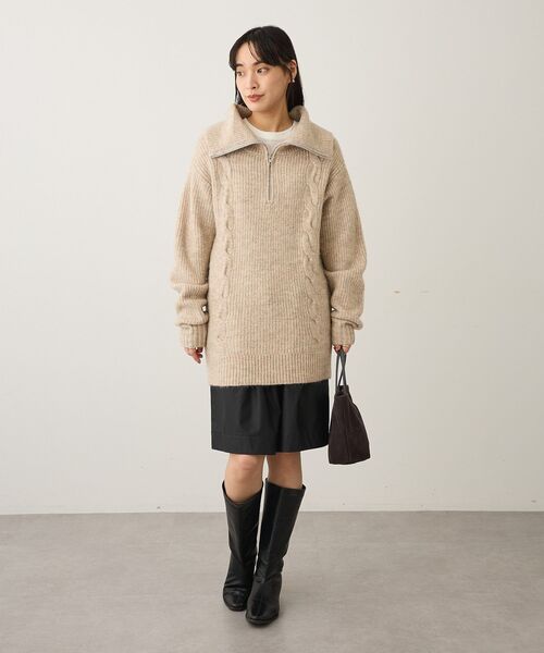 CRAFT STANDARD BOUTIQUE（クラフトスタンダードブティック）の「洗える/ハーフジップローゲージニットチュニック（ニット/セーター・レディース・ベージュ系その他2/杢グレー・FREE）」の14枚目の写真