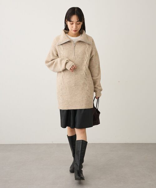 CRAFT STANDARD BOUTIQUE（クラフトスタンダードブティック）の「洗える/ハーフジップローゲージニットチュニック（ニット/セーター・レディース・ベージュ系その他2/杢グレー・FREE）」の15枚目の写真