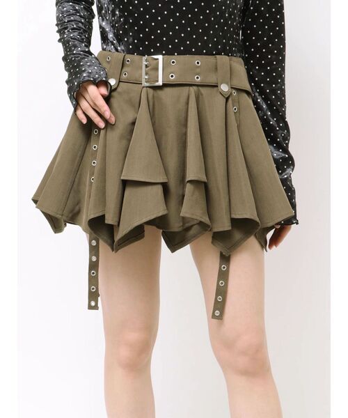 jouetie（ジュエティ）の「アシメヘムベルテッドミニスカート 赤チェック（スカート・レディース・レッド/ブラック/カーキ・MEDIUM）」の5枚目の写真