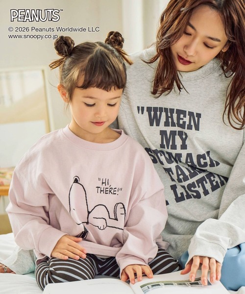 GLOBAL WORK（グローバルワーク）の「PEANUTS/ヘビロッTEEプリント長袖T/633928（Tシャツ/カットソー・キッズ・チャコールグレー/ピンク・110cm/160cm/120cm/100cm/150cm/140cm/130cm）」の6枚目の写真