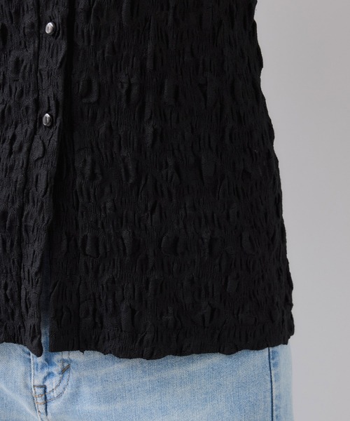 VIS（ビス）の「ストレッチレースジャガード衿付きシャツカーディガン（シャツ/ブラウス・レディース・ブラック/オフホワイト/イエロー・FREE）」の14枚目の写真