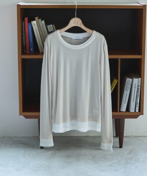 Doux archives（ドゥアルシーヴ）の「レイヤード風ロンＴｅｅ（Tシャツ/カットソー・レディース・ベージュ/ピンク/ブルー/オフホワイト・FREE）」の2枚目の写真