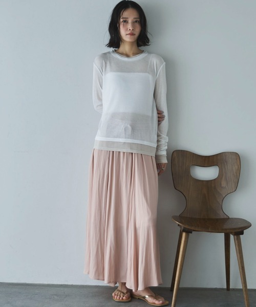 Doux archives（ドゥアルシーヴ）の「レイヤード風ロンＴｅｅ（Tシャツ/カットソー・レディース・ベージュ/ピンク/ブルー/オフホワイト・FREE）」の8枚目の写真