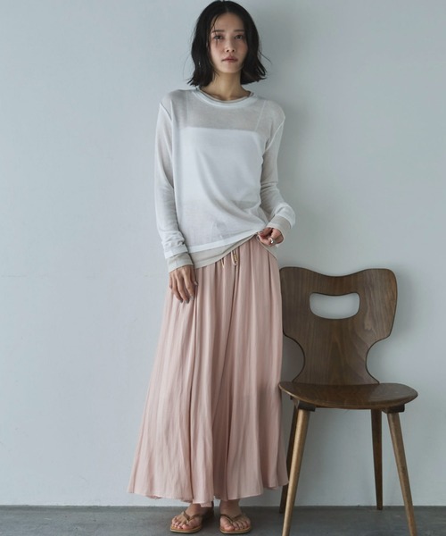 Doux archives（ドゥアルシーヴ）の「レイヤード風ロンＴｅｅ（Tシャツ/カットソー・レディース・ベージュ/ピンク/ブルー/オフホワイト・FREE）」の9枚目の写真