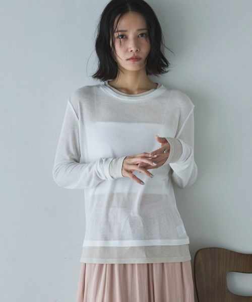 Doux archives（ドゥアルシーヴ）の「レイヤード風ロンＴｅｅ（Tシャツ/カットソー・レディース・ベージュ/ピンク/ブルー/オフホワイト・FREE）」の13枚目の写真
