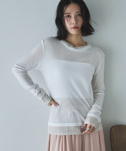 Doux archives（ドゥアルシーヴ）の「レイヤード風ロンＴｅｅ（Tシャツ/カットソー・レディース・ベージュ/ピンク/ブルー/オフホワイト・FREE）」の14枚目の写真