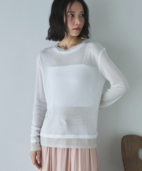 Doux archives（ドゥアルシーヴ）の「レイヤード風ロンＴｅｅ（Tシャツ/カットソー・レディース・ベージュ/ピンク/ブルー/オフホワイト・FREE）」の15枚目の写真