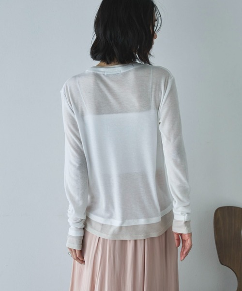 Doux archives（ドゥアルシーヴ）の「レイヤード風ロンＴｅｅ（Tシャツ/カットソー・レディース・ベージュ/ピンク/ブルー/オフホワイト・FREE）」の17枚目の写真