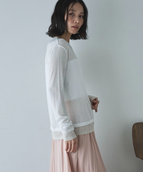 Doux archives（ドゥアルシーヴ）の「レイヤード風ロンＴｅｅ（Tシャツ/カットソー・レディース・ベージュ/ピンク/ブルー/オフホワイト・FREE）」の18枚目の写真