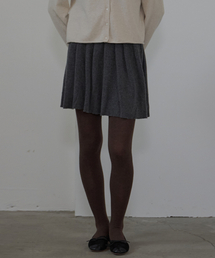 BUT'TON（ボッタン）の「Pleats Wool Mini Skirt (Charcoal)（スカート）」