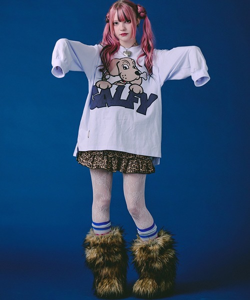 GALFY（ガルフィー）の「【GALFY/ガルフィー】ばーばの切り貼りリメイクロンTee（Tシャツ/カットソー・メンズ・ホワイト/ピンク/ブラック・M/L/XL）」の14枚目の写真