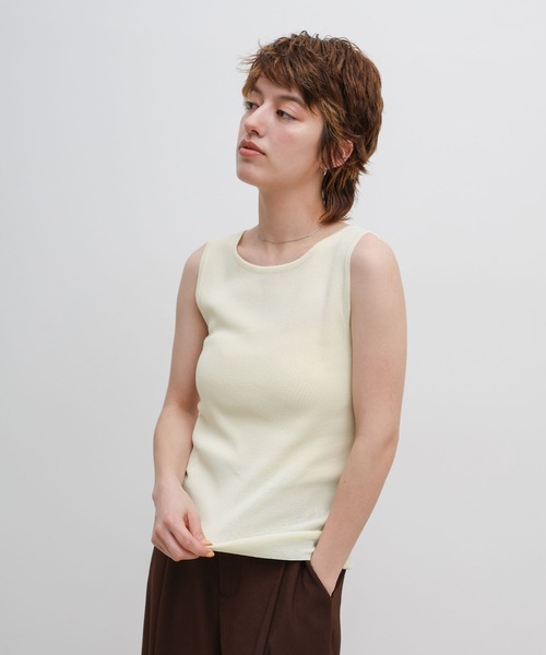 select MOCA(セレクトモカ)の「【機能素材】プレーンニットタンクトップ(ニット/セーター・レディース・ブラウン/ブラック/アイボリー・FREE)」の7枚目の写真