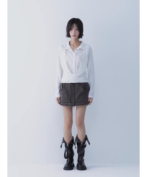 SETSETSET(セットセットセット)の「DRAPE SHIRT TOP (WHITE)(ポロシャツ・レディース・その他・ONE SIZE)」の6枚目の写真