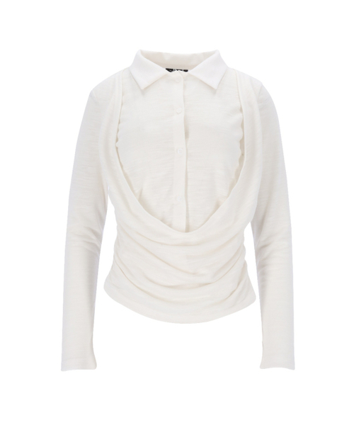 SETSETSET(セットセットセット)の「DRAPE SHIRT TOP (WHITE)(ポロシャツ・レディース・その他・ONE SIZE)」の9枚目の写真