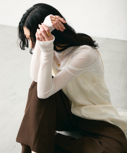 Lutim by u（ルチバイユー）の「アシンメトリーサテンキャミワンピース（キャミソール・レディース・ブラック/オフホワイト/ベージュ・FREE）」の17枚目の写真