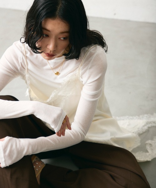 Lutim by u（ルチバイユー）の「アシンメトリーサテンキャミワンピース（キャミソール・レディース・ブラック/オフホワイト/ベージュ・FREE）」の7枚目の写真