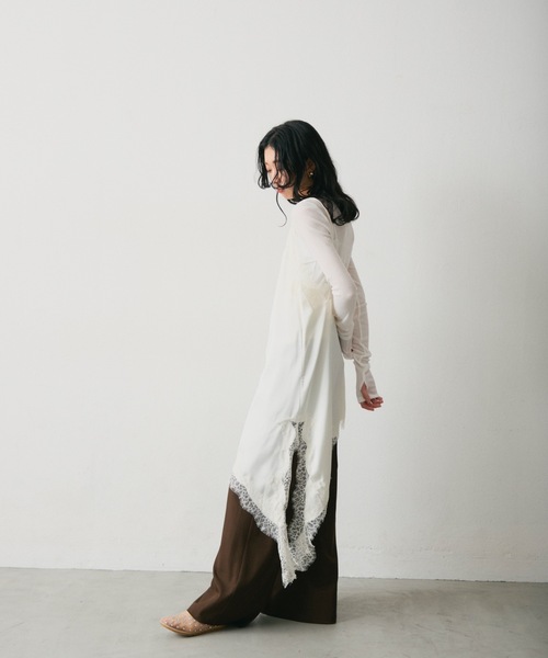 Lutim by u（ルチバイユー）の「アシンメトリーサテンキャミワンピース（キャミソール・レディース・ブラック/オフホワイト/ベージュ・FREE）」の14枚目の写真