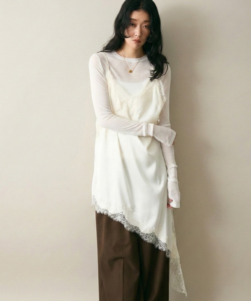 Lutim by u（ルチバイユー）の「アシンメトリーサテンキャミワンピース（キャミソール・レディース・ブラック/オフホワイト/ベージュ・FREE）」の19枚目の写真