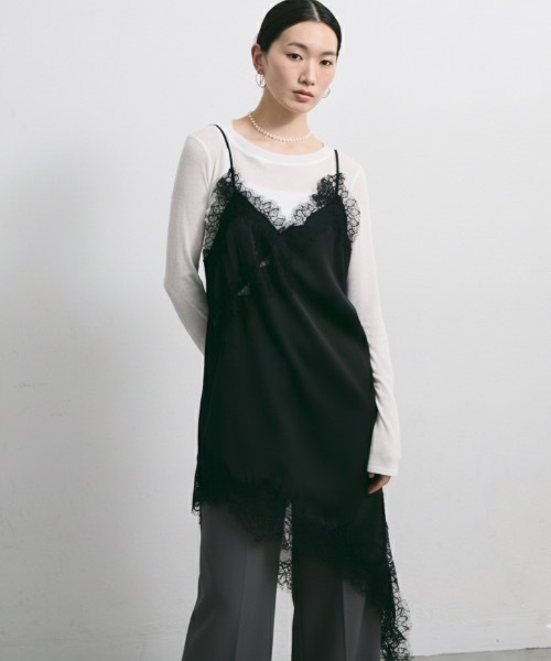 Lutim by u（ルチバイユー）の「アシンメトリーサテンキャミワンピース（キャミソール・レディース・ブラック/オフホワイト/ベージュ・FREE）」の20枚目の写真