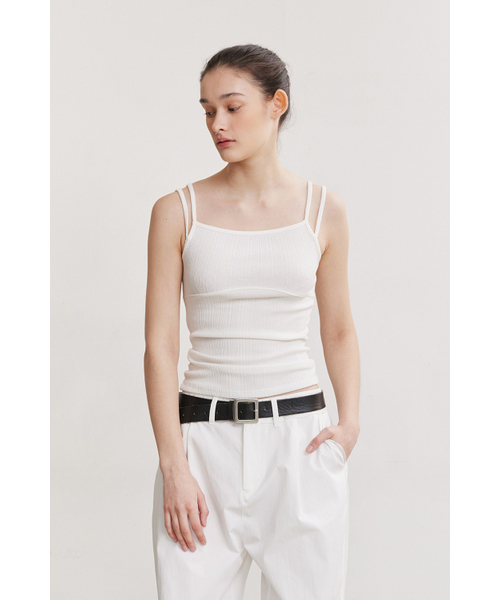 AFTERHOURS(アフターアワーズ)の「DOUBLE STRAP SLEEVELESS (IVORY)(Tシャツ/カットソー・レディース・その他・FREE)」の1枚目の写真