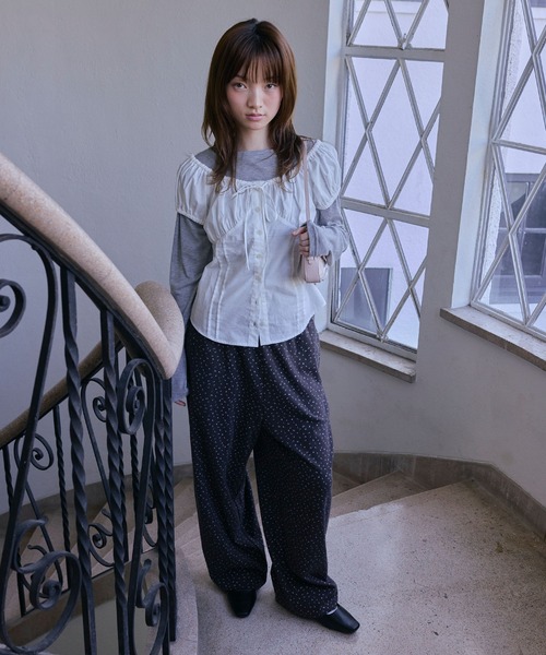 Unblend（アンブレンド）の「【Unblend】フラワープリント ドローコード 2WAY ローライズイージーパンツ（スウェットパンツ・レディース・ブラウン/グレー系/杢グレー/ブラック・S/M）」の18枚目の写真