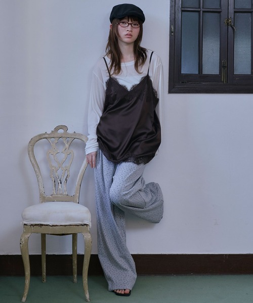 Unblend（アンブレンド）の「【Unblend】フラワープリント ドローコード 2WAY ローライズイージーパンツ（スウェットパンツ・レディース・ブラウン/グレー系/杢グレー/ブラック・S/M）」の12枚目の写真