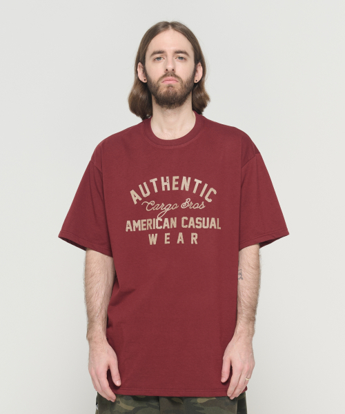 CARGOBROS(カーゴブロス)の「アメリカンアセンティック 半袖Tシャツ (ワイン)(Tシャツ/カットソー・メンズ・その他・S/M/L/2XL/XL)」の12枚目の写真