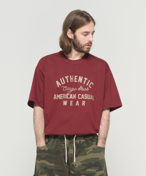 CARGOBROS(カーゴブロス)の「アメリカンアセンティック 半袖Tシャツ (ワイン)(Tシャツ/カットソー・メンズ・その他・S/M/L/2XL/XL)」の9枚目の写真