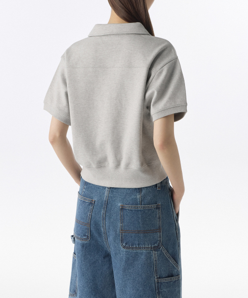 MUSINSA STANDARD WOMAN（ムシンサスタンダードウーマン）の「ウィメンズダブルニットカラー半袖スウェットシャツ[ミディアムグレー]（スウェット・レディース・その他・LARGE/SMALL/MEDIUM/X-SMALL）」の2枚目の写真