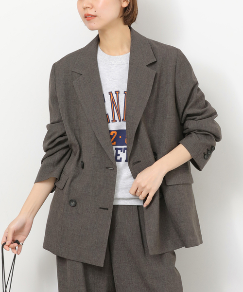 JOURNAL STANDARD relume（ジャーナルスタンダード　レリューム）の「［26SS新作 / 防シワ］メランジドビーダブルジャケット（テーラードジャケット・レディース・ベージュ/ブラウン・36/38）」の17枚目の写真