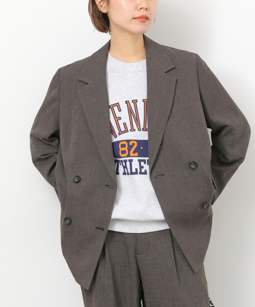 JOURNAL STANDARD relume（ジャーナルスタンダード　レリューム）の「［26SS新作 / 防シワ］メランジドビーダブルジャケット（テーラードジャケット・レディース・ベージュ/ブラウン・36/38）」の18枚目の写真