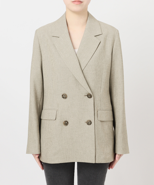 JOURNAL STANDARD relume（ジャーナルスタンダード　レリューム）の「［26SS新作 / 防シワ］メランジドビーダブルジャケット（テーラードジャケット・レディース・ベージュ/ブラウン・36/38）」の9枚目の写真