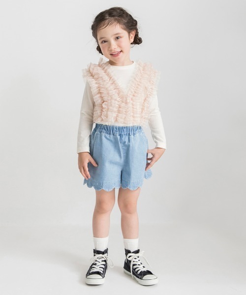 BRANSHES（ブランシェス）の「【マシュマロ】裾スカラップショートパンツ（その他パンツ・キッズ・ピンクベージュ/ブルー/カラフル/アイボリー/ネイビー/ブラック・100/150/90/80/120/110/130/140）」の15枚目の写真