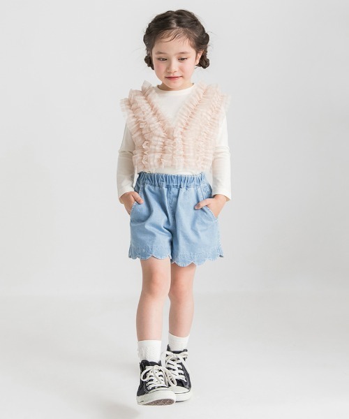 BRANSHES（ブランシェス）の「【マシュマロ】裾スカラップショートパンツ（その他パンツ・キッズ・ピンクベージュ/ブルー/カラフル/アイボリー/ネイビー/ブラック・100/150/90/80/120/110/130/140）」の16枚目の写真