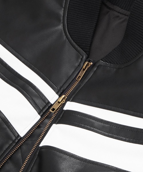 PUNYUS（プニュズ）の「合皮ラインブルゾン（ブルゾン・レディース・ホワイト系その他/ブラック・2/1/5/4/3）」の18枚目の写真