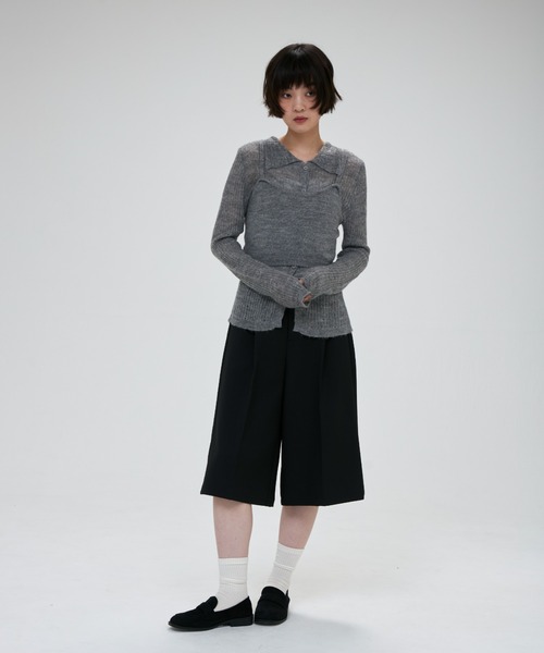 full/fill.(フルフィル)の「cami layered sheer knit shirt / キャミレイヤードシアーニットシャツ(ニット/セーター・レディース・グレー/アイボリー・FREE)」の8枚目の写真