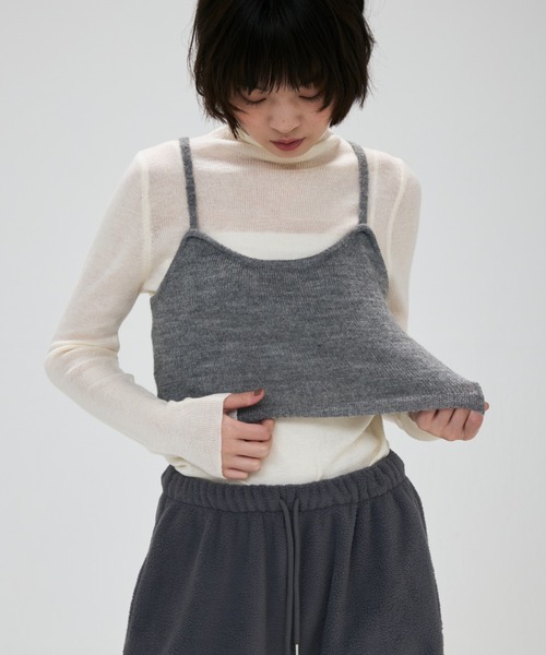 full/fill.(フルフィル)の「cami layered sheer knit shirt / キャミレイヤードシアーニットシャツ(ニット/セーター・レディース・グレー/アイボリー・FREE)」の14枚目の写真