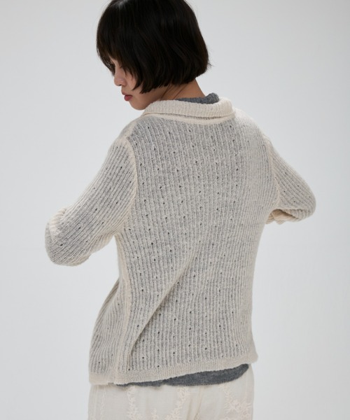 full/fill.(フルフィル)の「cami layered sheer knit shirt / キャミレイヤードシアーニットシャツ(ニット/セーター・レディース・グレー/アイボリー・FREE)」の21枚目の写真
