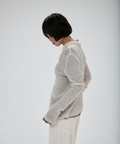 full/fill.(フルフィル)の「cami layered sheer knit shirt / キャミレイヤードシアーニットシャツ(ニット/セーター・レディース・グレー/アイボリー・FREE)」の19枚目の写真