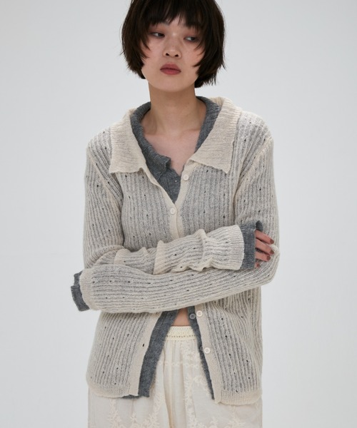 full/fill.(フルフィル)の「cami layered sheer knit shirt / キャミレイヤードシアーニットシャツ(ニット/セーター・レディース・グレー/アイボリー・FREE)」の17枚目の写真